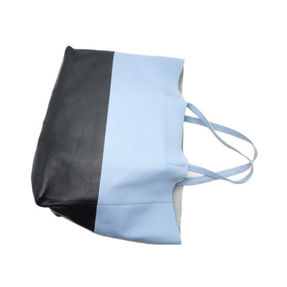 Celine Horizontal Cover Tote Bag Lambskin Bicolor Light Blue Black - Picture 8 of 8